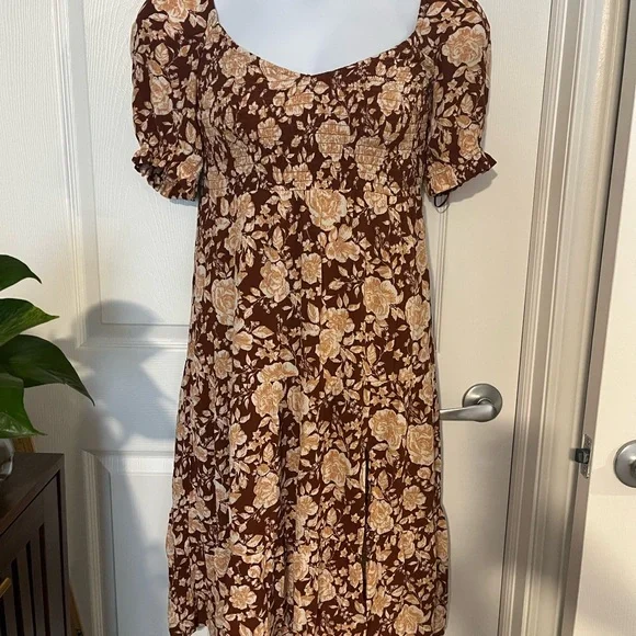 Abercrombie & Fitch Brown Floral Midi Dress - Picture 5 of 6